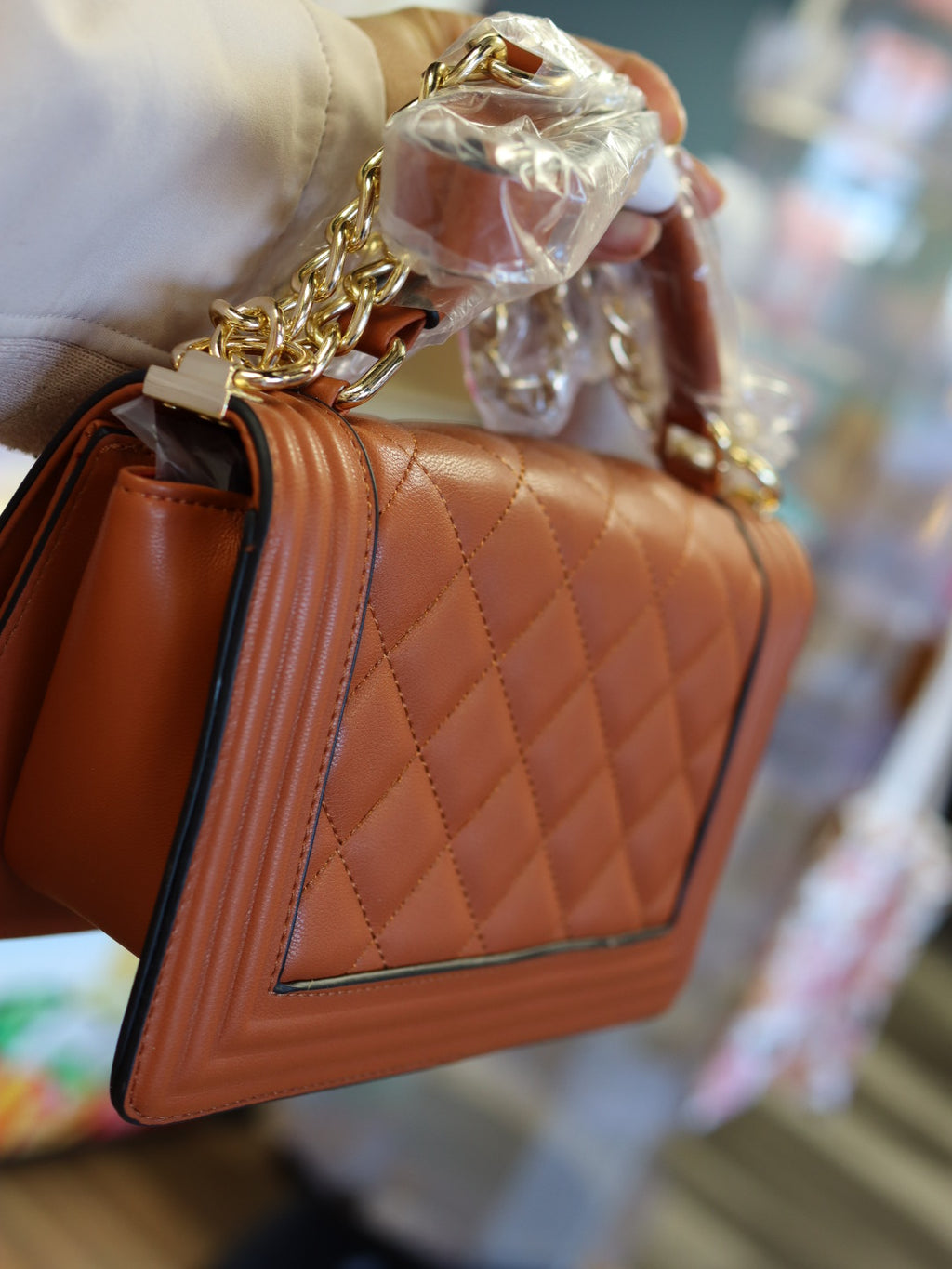 Coco Quilted Crossbody Bag Brown