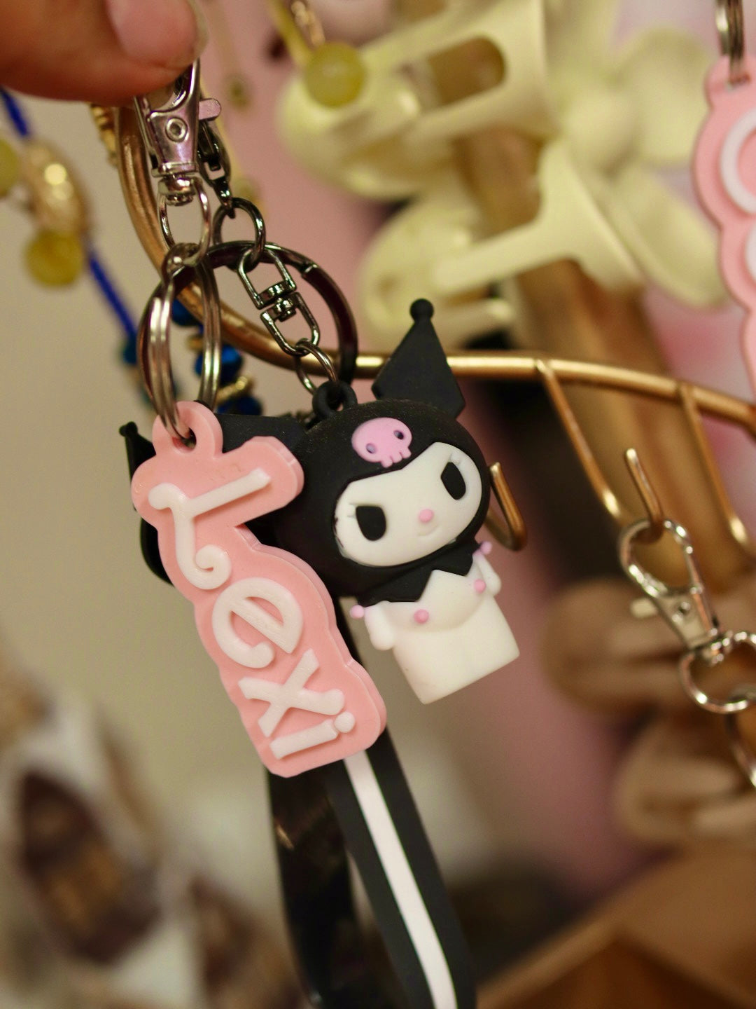 Barb Pink and White Custom Keychain
