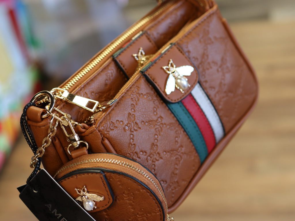 Esme 3 Piece Crossbody Purse Brown