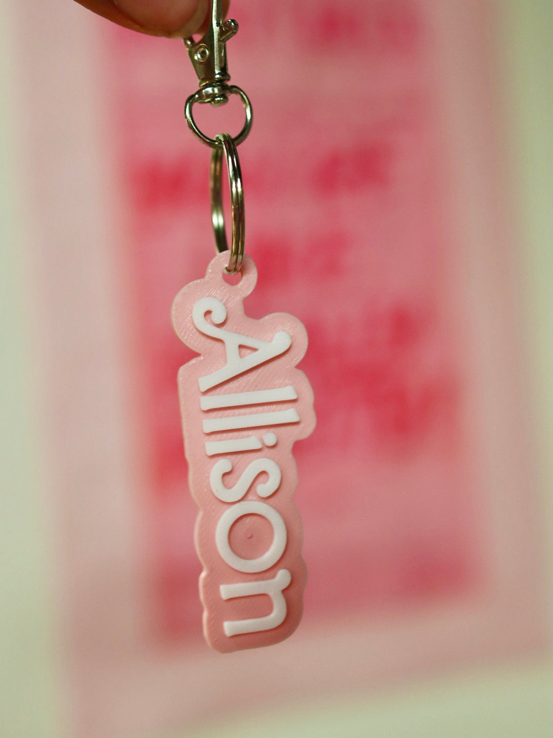 Barb Pink and White Custom Keychain
