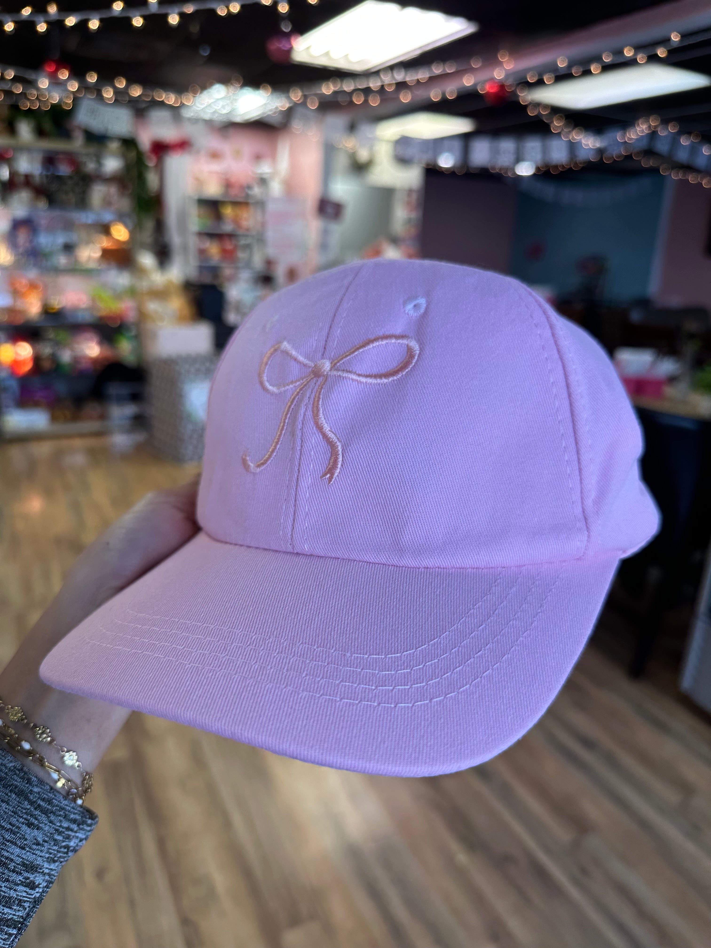 Pink Bow Embroidered Ball Cap