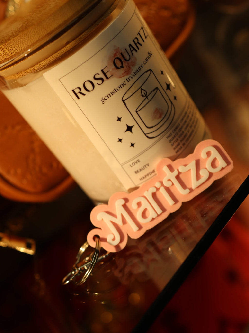 Barb Pink and White Custom Keychain