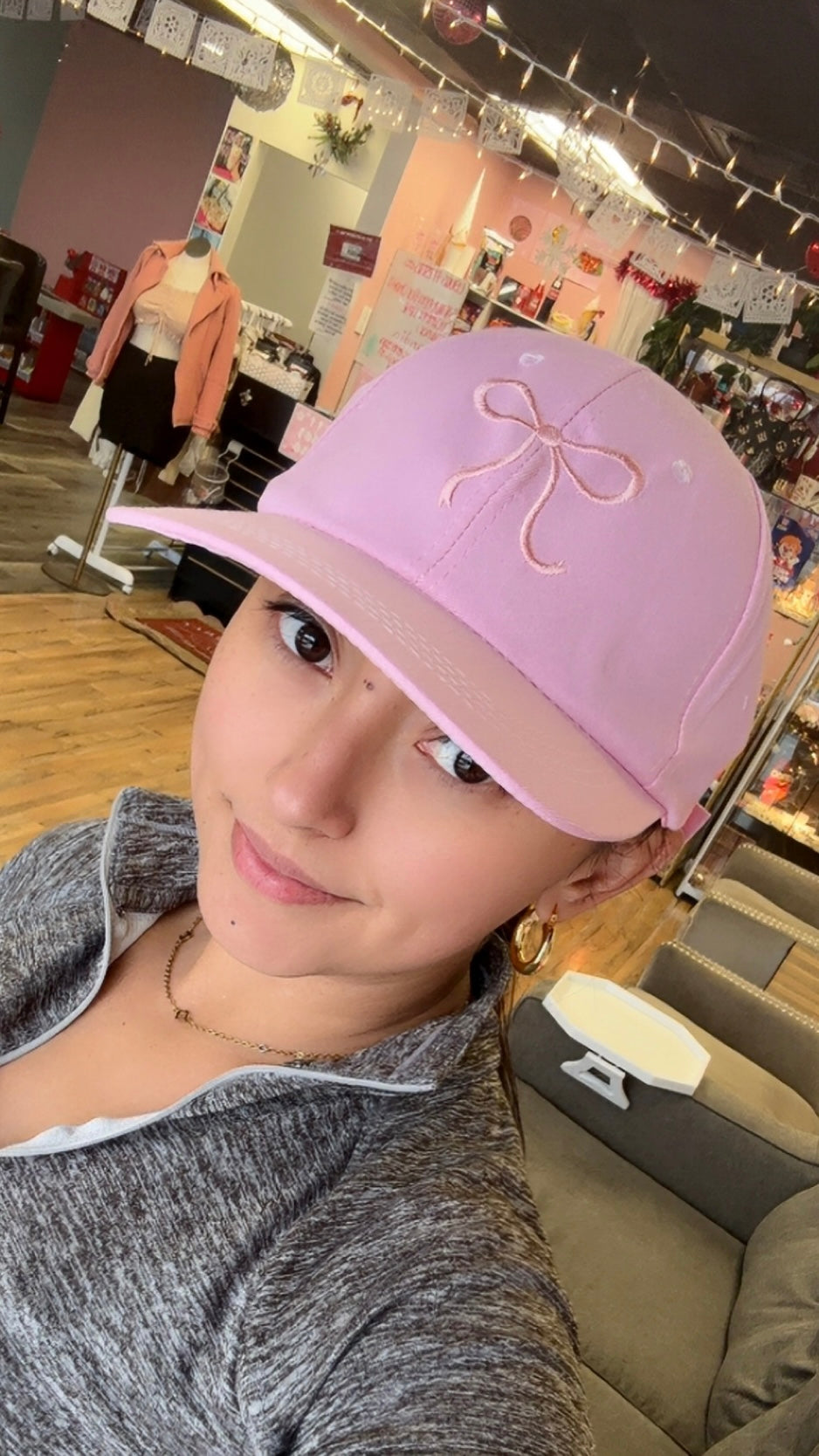 Pink Bow Embroidered Ball Cap
