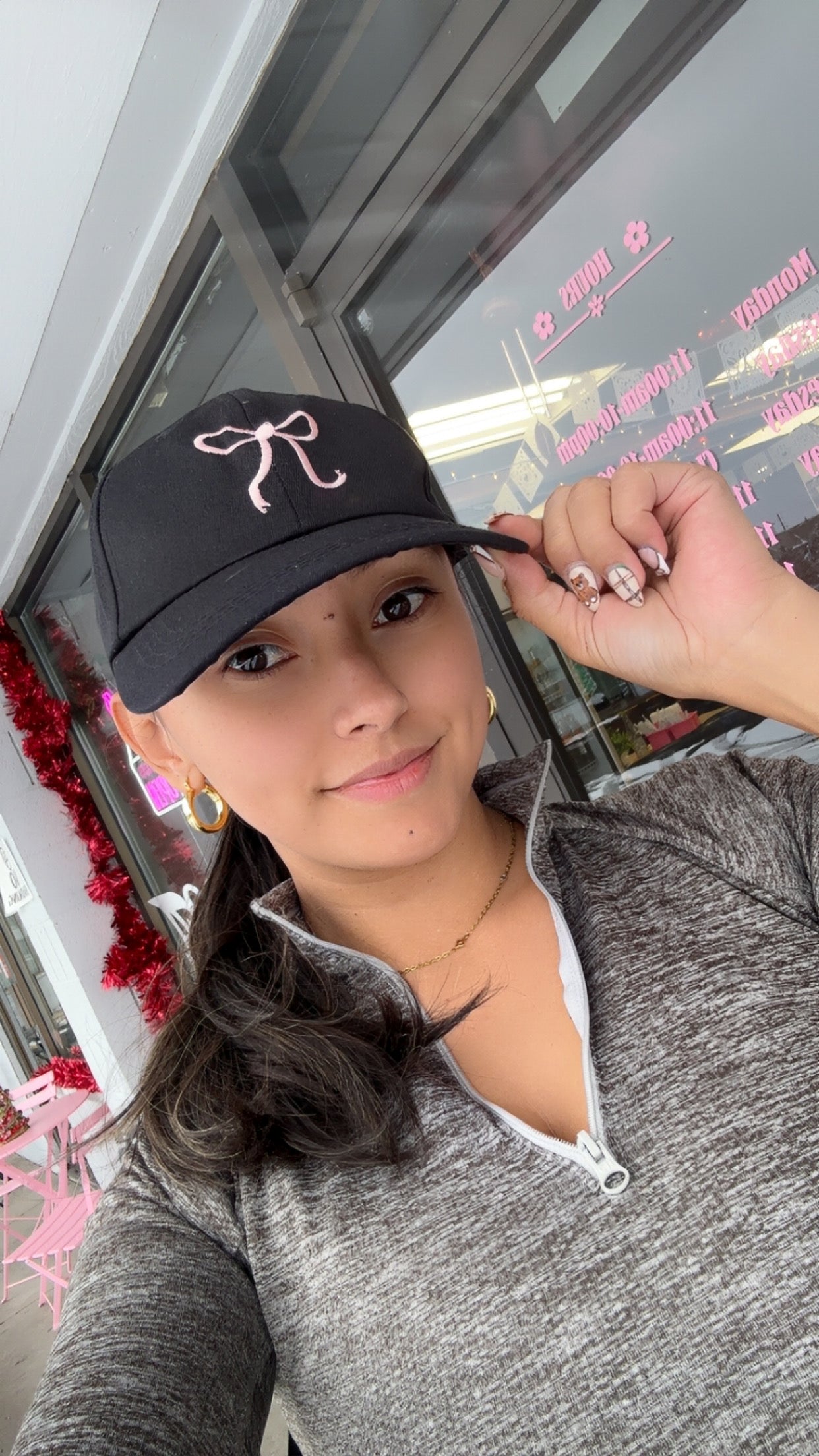 Black Bow Embroidered Ball Cap