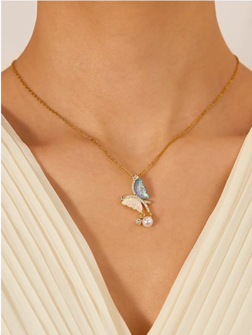 Butterfly Blue Pearl Necklace