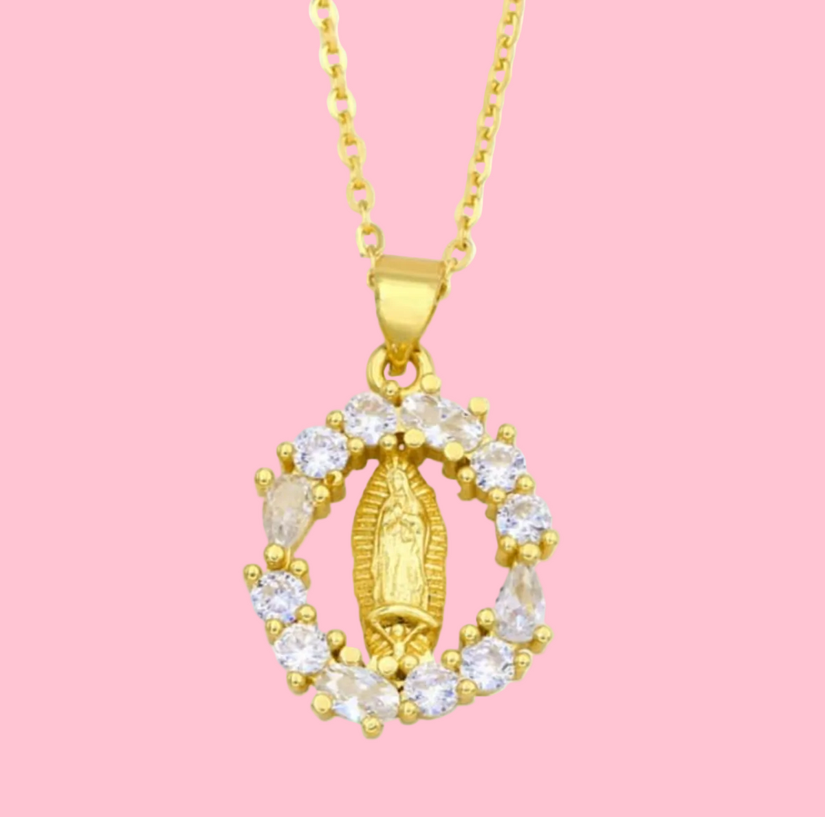 Gold Plated Virgencita Oval Necklace